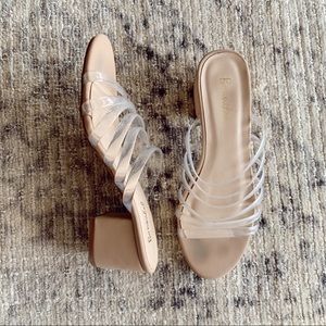 Nasty Gal clear and nude mules